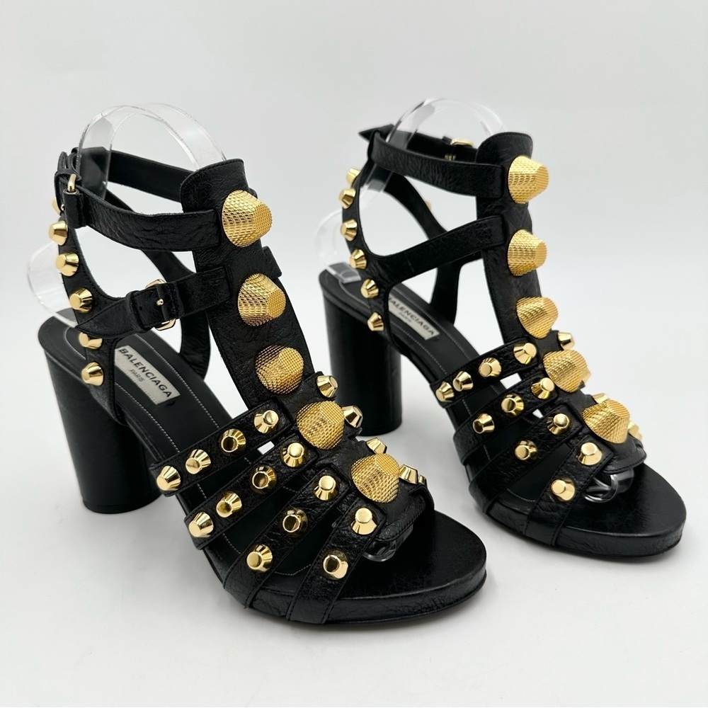 Balenciaga Studded Chunky-Heel Cage Sandal, Black (Noir)